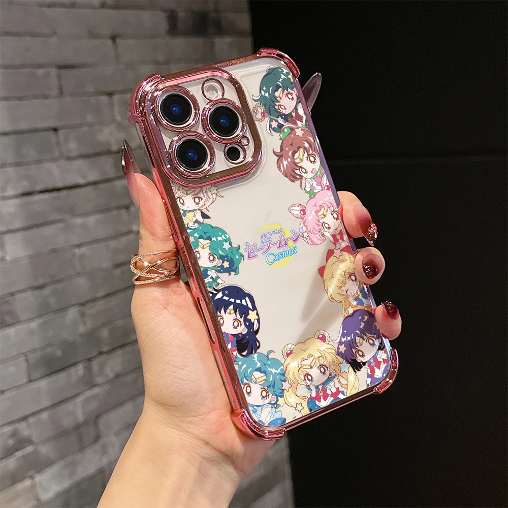 Lovely Cartoon m-moons Plating Phone Case For s-sailor Samsung S26 S25 S24 S23 S22 S21 20 Edge Plus Ultra 4G 5G Anti Fall Airbag
