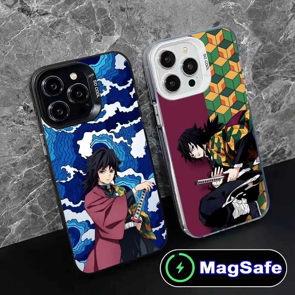 Demon Slayer Giyu Tomioka Phone Case for iPhone 16 15 14 13 12 11 Pro Max Plus MagSafe Translucent Colour Protective Cover