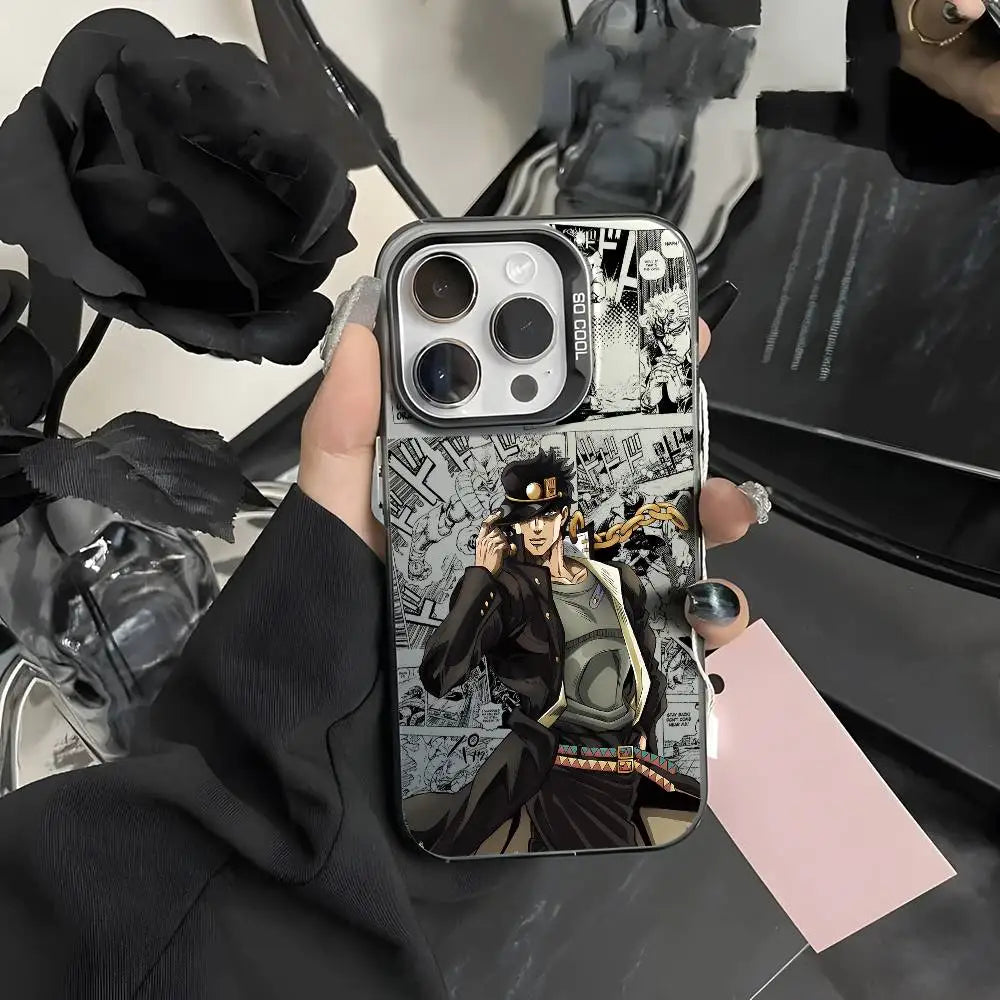 Anime J-JOJO Cool Phone Case For iPhone 17 16 15 14 13 12 11 Pro Max Air multicolor Matte Laser Metallic Aurora Funda
