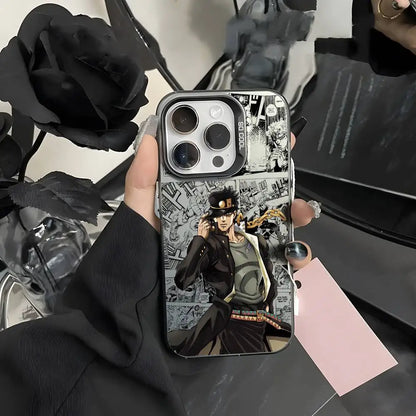 Anime J-JOJO Cool Phone Case For iPhone 17 16 15 14 13 12 11 Pro Max Air multicolor Matte Laser Metallic Aurora Funda