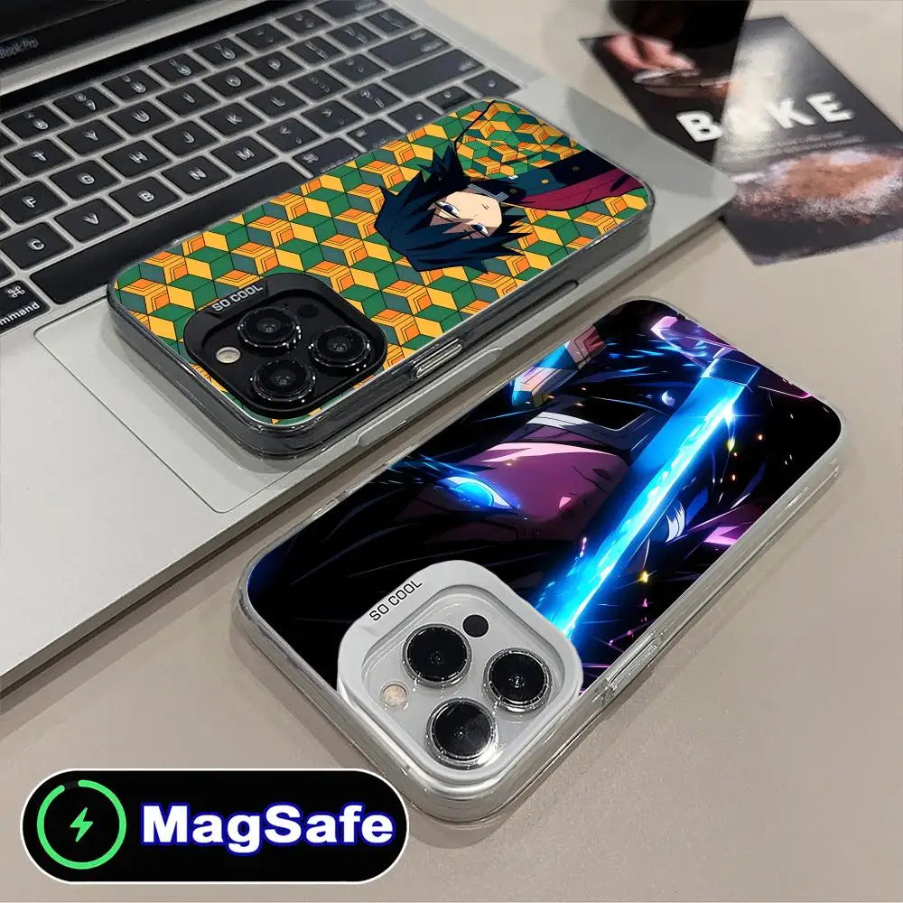 Demon Slayer Giyu Tomioka Phone Case for iPhone 16 15 14 13 12 11 Pro Max Plus MagSafe Translucent Colour Protective Cover