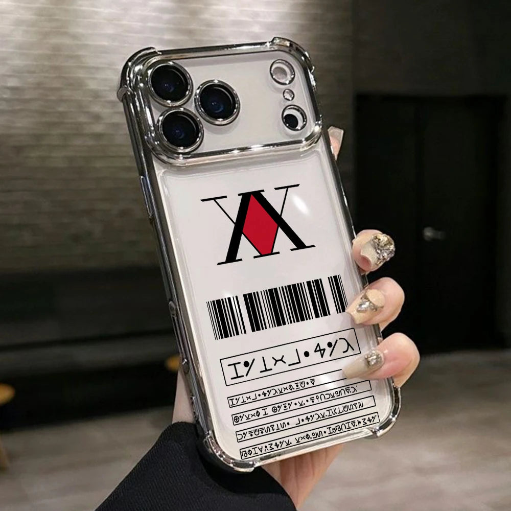 Hot HUNTERS×HUNTERS KilluaS Plating Phone Case For iPhone 17 17e 16e 16 15 14 13 12 11 Pro Max X Mini Air Plus Anti-Fall Airabag