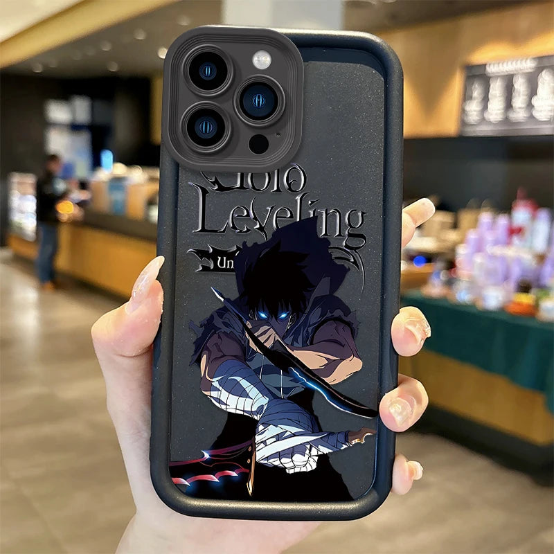 Cool S-Solo Levelings Anime Phone Case for iPhone16 15 14 13 12 11 Pro Max 16 15 14 8 7 Plus X XS Max 8 7 FE Silicone Back Cover
