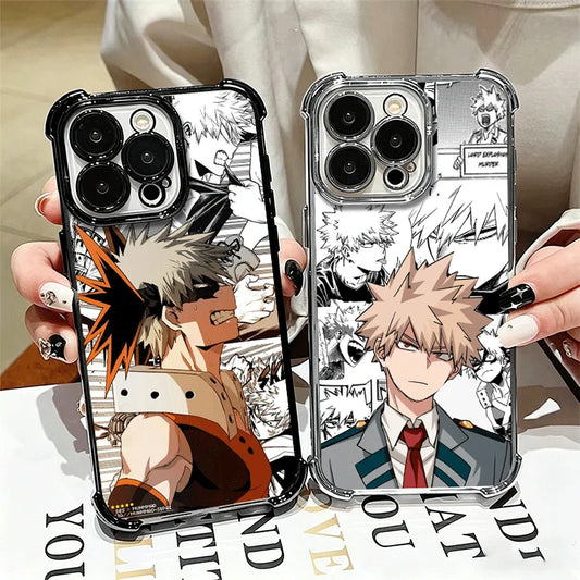 MHA My Hero Bakugou Katsuki Plating Phone Case For iPhone 16 17 Pro Max Air 17E 16E 14 15 Plus 12 13 11 Anti-Fall Protection Cov