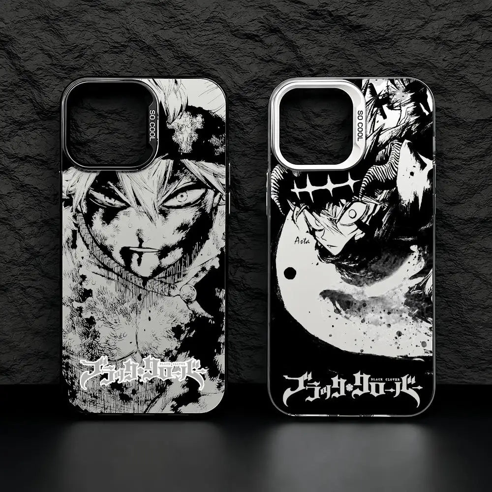 Asta Cartoon B-Black Clover Phone Case iPhone 11/12/13/14/15/16/17 Pro Max Aurora TPU Case Shockproof Slim Stylish Cover