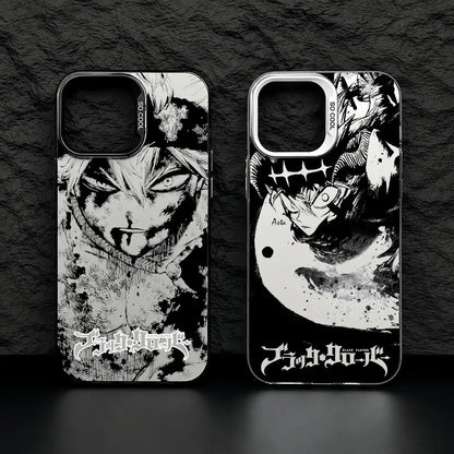 Asta Cartoon B-Black Clover Phone Case iPhone 11/12/13/14/15/16/17 Pro Max Aurora TPU Case Shockproof Slim Stylish Cover