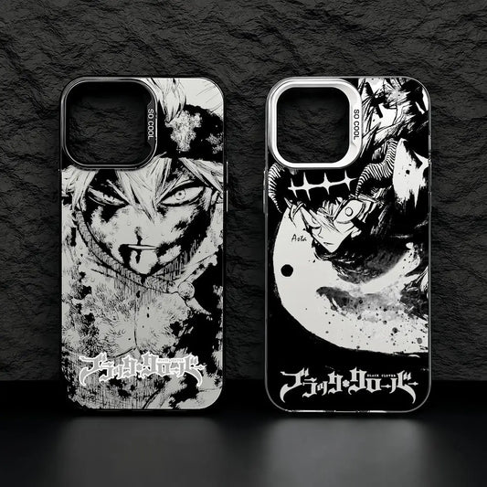 Asta Cartoon B-Black Clover Phone Case iPhone 11/12/13/14/15/16/17 Pro Max Aurora TPU Case Shockproof Slim Stylish Cover