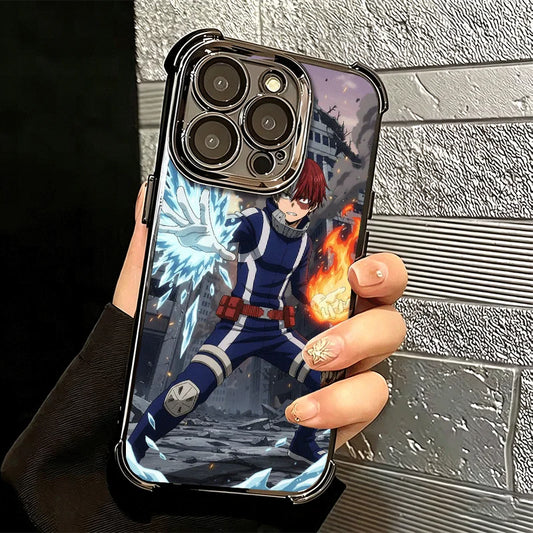 MHA My Hero Todoroki Shoto Soft Phone Case For iPhone 15 16 17 Air 14 Pro Max 16E Plus 13 12 Mini Plating Anti-Fall Fundas