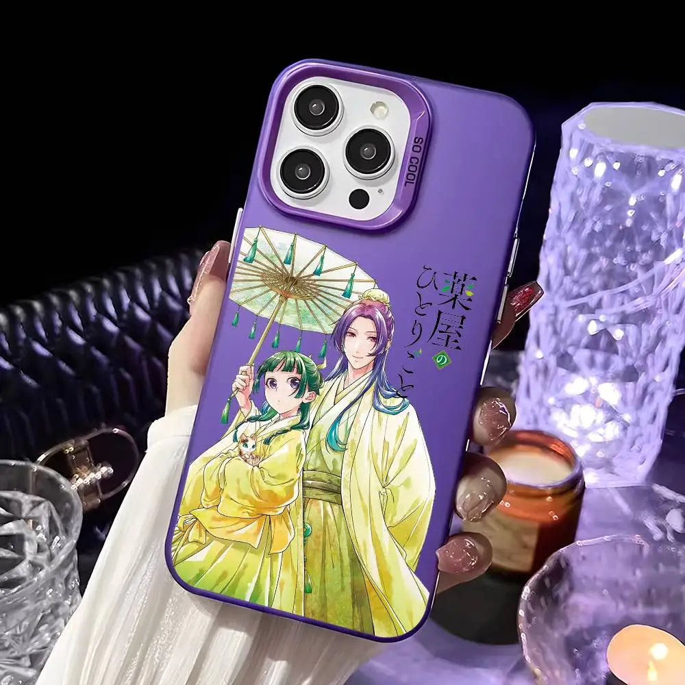 Anime the Apothecary Diaries Phone Case For iPhone 16 15 14 13 12 11 Pro Max White Purple Matte Laser Metallic Aurora Funda