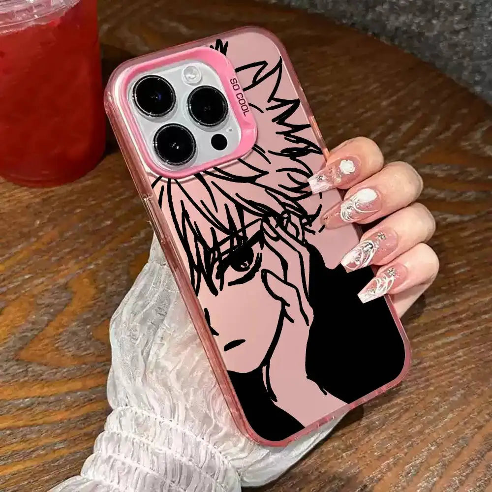 1pc Anime Killua Hunter X Hunter Phone Case Laser IMD Color Silver Shell For IPhone 17 16 15 14 13 12 11 Air Pro Max Plus