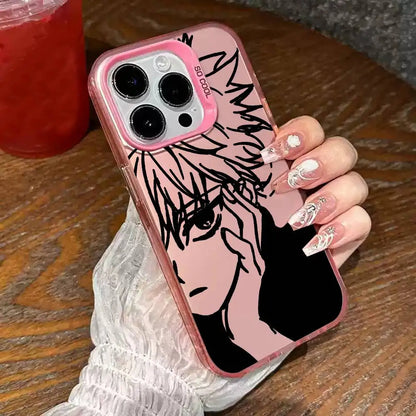 1pc Anime Killua Hunter X Hunter Phone Case Laser IMD Color Silver Shell For IPhone 17 16 15 14 13 12 11 Air Pro Max Plus