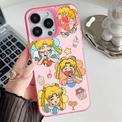 Phone Case For iPhone 17,16,15,14,13,12,11,Pro,XS,Max,Plus,Mini,SE Anime S-Sailor-M-Moon Pink Candy Matte Shockproof Cover