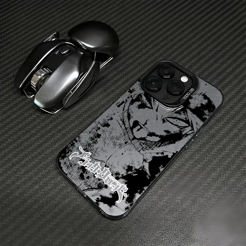 Asta Cartoon B-Black Clover Phone Case iPhone 11/12/13/14/15/16/17 Pro Max Aurora TPU Case Shockproof Slim Stylish Cover