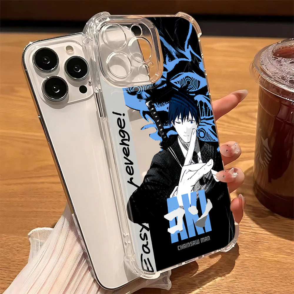 Chainsaw Man Anime Anti Fall Clear Phone Case For Xiaomi Redmi 14C 13C 12C K50 K40 Note 14 13 12 11 10 9S A1 A2 Pro Plus 4G 5G
