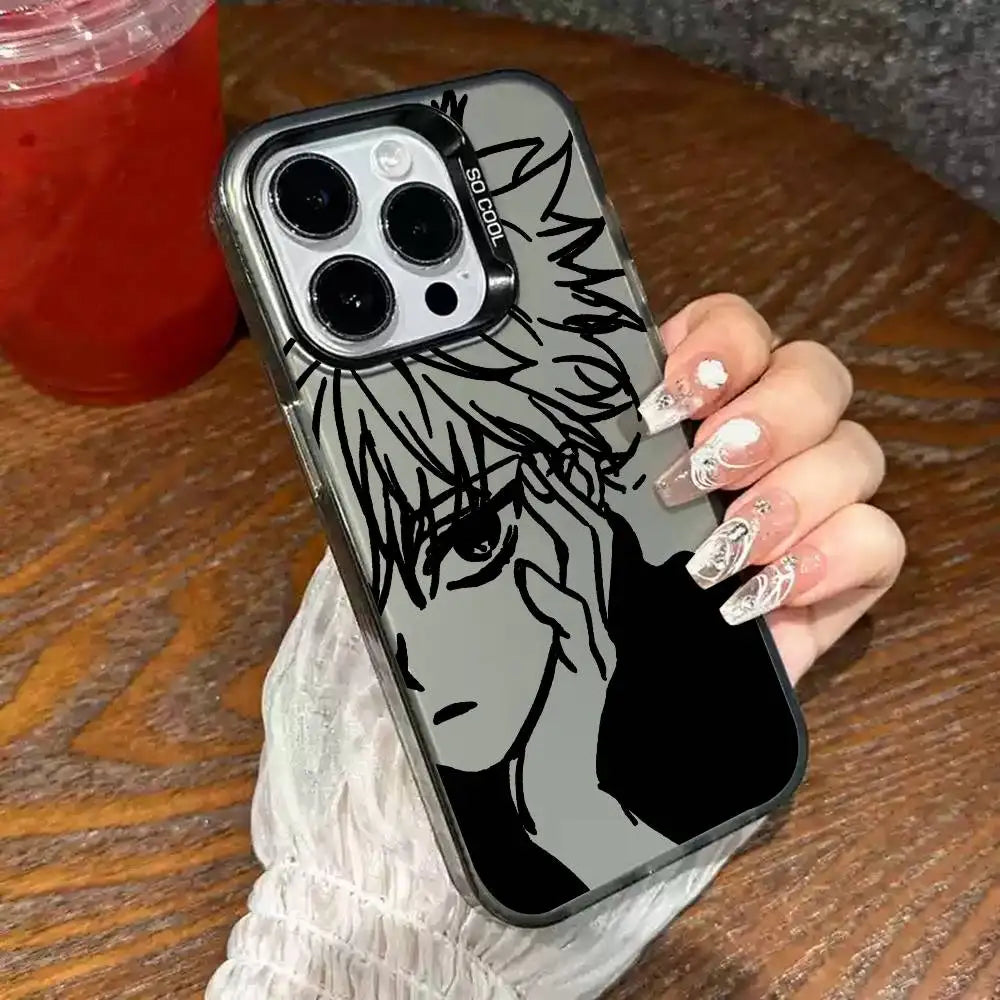 1pc Anime Killua Hunter X Hunter Phone Case Laser IMD Color Silver Shell For IPhone 17 16 15 14 13 12 11 Air Pro Max Plus