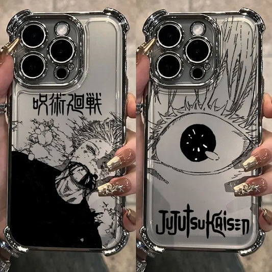 Hot Anime Jujutsu Kaisen Gojo Plating Phone Case For iPhone 16e 15 14 13 12 11 Pro Max X XR XSMax 7 8 6 Plus Anti-Fall Airabag