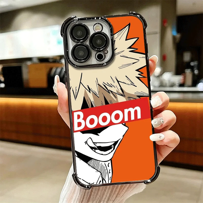 MHA My Hero Bakugou Katsuki Plating Phone Case For iPhone 16 17 Pro Max Air 17E 16E 14 15 Plus 12 13 11 Anti-Fall Protection Cov