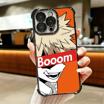 MHA My Hero Bakugou Katsuki Plating Phone Case For iPhone 16 17 Pro Max Air 17E 16E 14 15 Plus 12 13 11 Anti-Fall Protection Cov