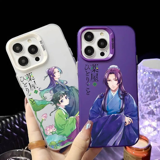 Anime the Apothecary Diaries Phone Case For iPhone 16 15 14 13 12 11 Pro Max White Purple Matte Laser Metallic Aurora Funda