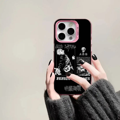 Anime J-Jujutsu K-Kaisen Gojo Phone Case IMD Phone Case For iPhone 16 15 14 13 12 11 Pro Max Plus Color Silver Cover