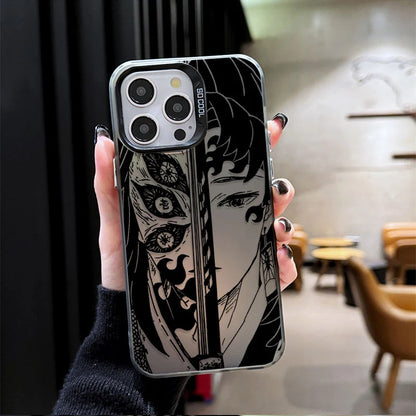 Demon Slayer Flame Plating Case for iPhone 15 16E 16 11 14 13 12 Pro Max XS X XR Plus 8 7 SE 2020 Shockproof Matte Hard Cover