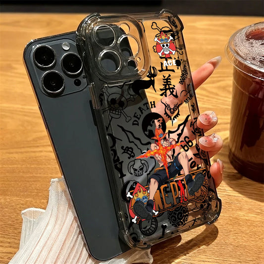 One Pieces Aces Zoros Phone Case for iPhone 17 Air 16 16e 15 14 Plus 13 12 11 Pro Max X Xs XR 8 Black Clear Anti Drop Cover