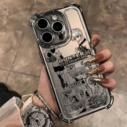 Black Hot Anime HUNTER×HUNTER Plating Case For Samsung S25 S24 S23 S22 S21 S20 FE Note20 Plus Ultra 4G 5G Anti Fall Airbag Cover