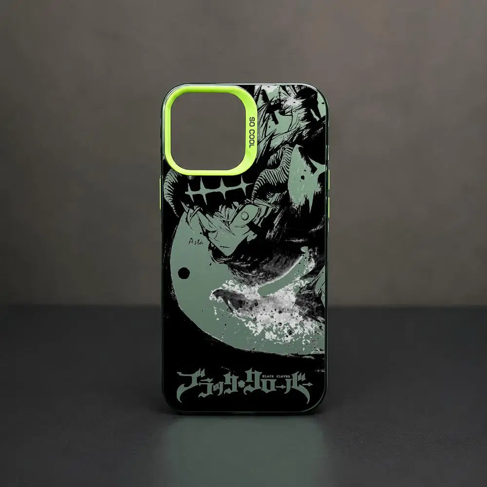Asta Cartoon B-Black Clover Phone Case iPhone 11/12/13/14/15/16/17 Pro Max Aurora TPU Case Shockproof Slim Stylish Cover