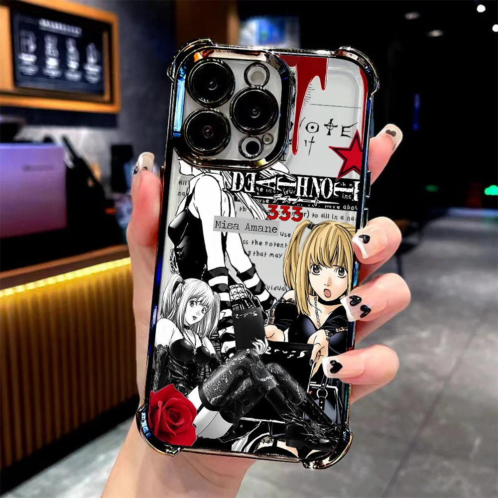 Anime DEATH NOTE Misa Amane Plating Phone Case For iPhone 17 16e 16 15 14 13 12 11 Pro Max X XR XSMax Mini Air Plus Anti-Fall