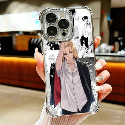 Tokyo Revengers Anime Plating Phone Case For iPhone 16 17 Pro Max Air 17E 16E 14 15 Plus 12 13 11 Anti-Fall Protection Cover