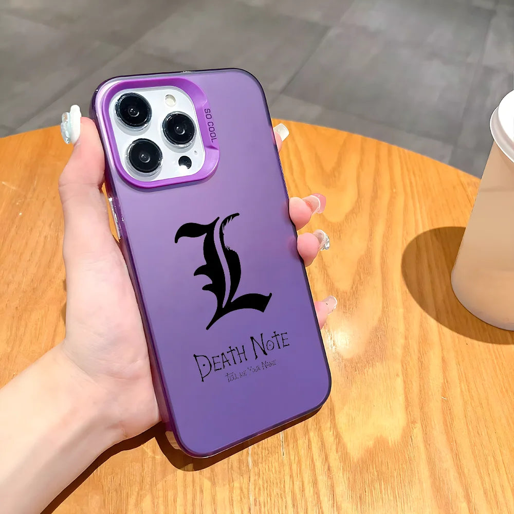 Anime D-Death Note Comics Phone Case For iPhone 16 15 14 13 12 11 Pro Max Plus – Colorful Gradient Soft TPU Back Cover