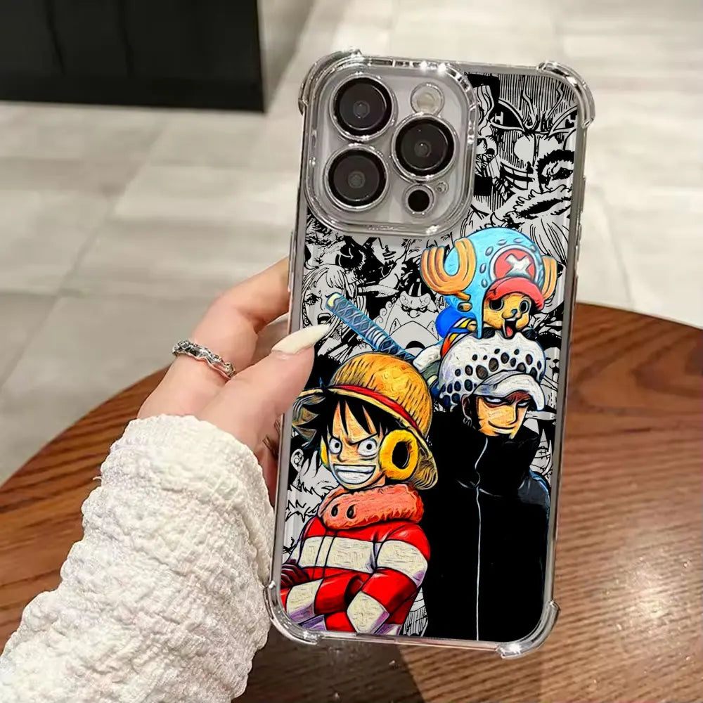 Anime Gear 5 LuffyS Ones Pieces Plating Phone Case For iPhone 17 17e 16e 16 15 14 13 12 11 Pro Max X XR Mini Air Plus Anti-Fall