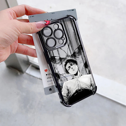 Anime Attack On Titan Levi Plating Phone Case For iPhone 17 16e 16 15 14 13 12 11 Pro Max X 7 8 Mini Air Plus Anti-Fall Airabag