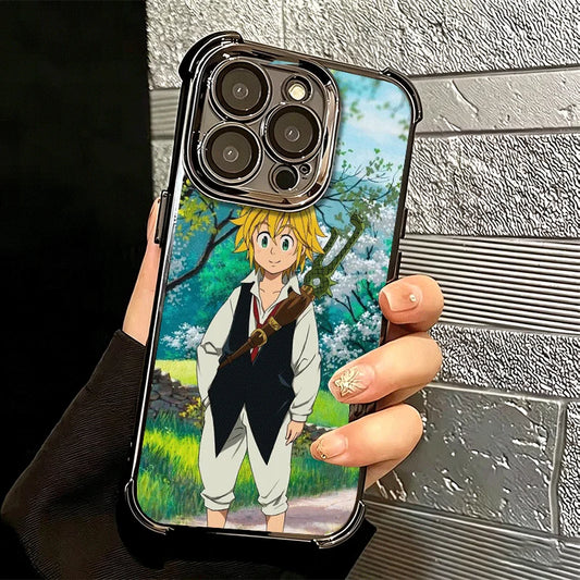Seven D-Deadlys Sins Meliodas Phone Case For iPhone 15 16 17 Air 14 Pro Max 16E Plus 13 12 Mini Plating Anti-Fall Fundas