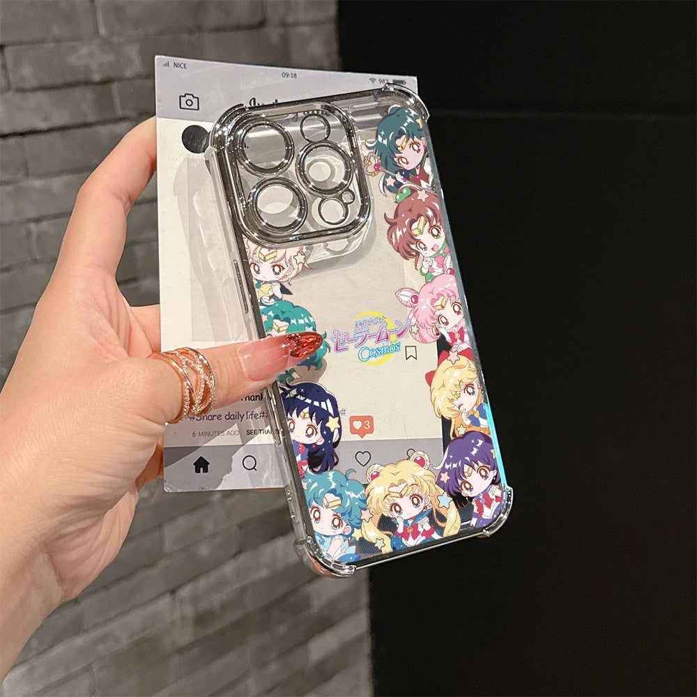 Lovely Cartoon m-moons Plating Phone Case For s-sailor Samsung S26 S25 S24 S23 S22 S21 20 Edge Plus Ultra 4G 5G Anti Fall Airbag