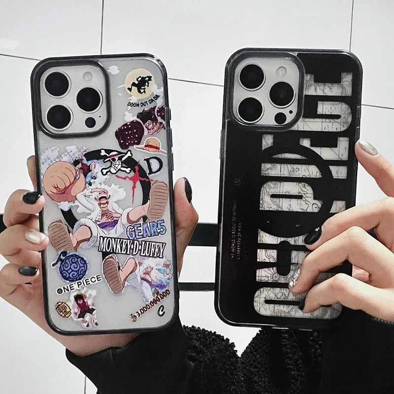 Anime Comics One Piece Case For iPhone 16 15 14 13 12 11 Pro Max Plus Cartoon Luffy Matte For Magsafe Wireless Charge Cover