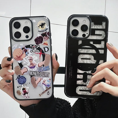 Anime Comics One Piece Case For iPhone 16 15 14 13 12 11 Pro Max Plus Cartoon Luffy Matte For Magsafe Wireless Charge Cover
