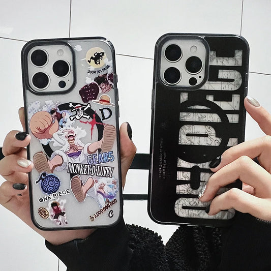 Anime Comics One Piece Case For iPhone 16 15 14 13 12 11 Pro Max Plus Cartoon Luffy Matte For Magsafe Wireless Charge Cover