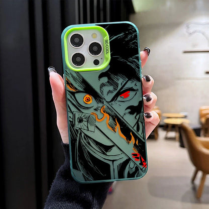 Demon Slayer Flame Plating Case for iPhone 15 16E 16 11 14 13 12 Pro Max XS X XR Plus 8 7 SE 2020 Shockproof Matte Hard Cover