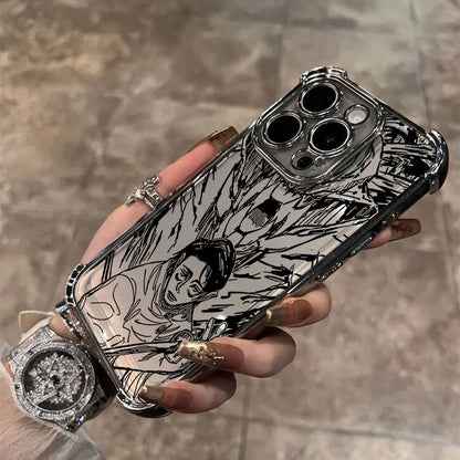 Hot Anime Jujutsu Kaisen Gojo Plating Phone Case For iPhone 16e 15 14 13 12 11 Pro Max X XR XSMax 7 8 6 Plus Anti-Fall Airabag