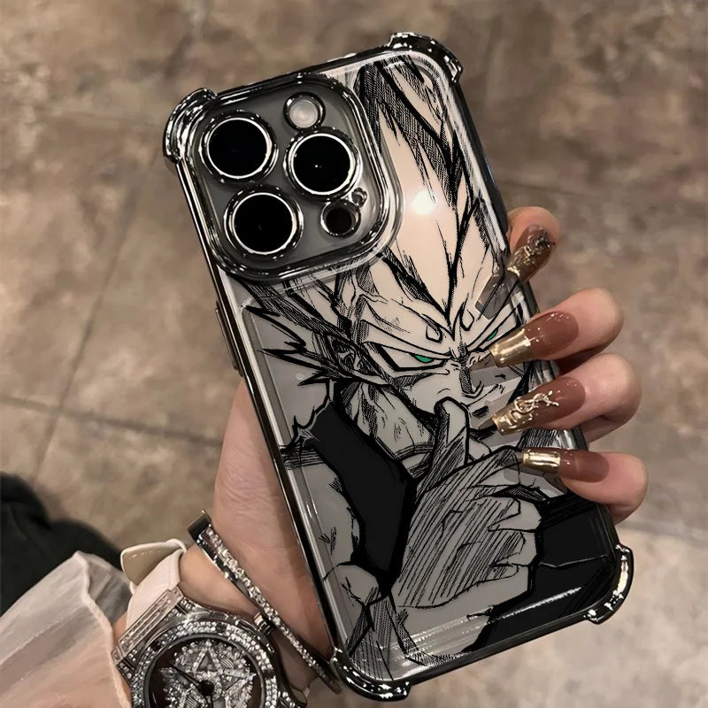 Black Comics D-Dragons Plating Phone Case For iPhone 17 17e 16e 16 15 14 13 12 11 ProMax Mini Air Plus Anti-Fall Airabag B-Balls