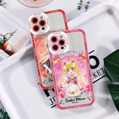 Sailors Moons Girl Phone Case for Apple iPhone 17 Air 16 15 14 Plus 13 12 11 Pro Max Border printing Soft Transparent Cover