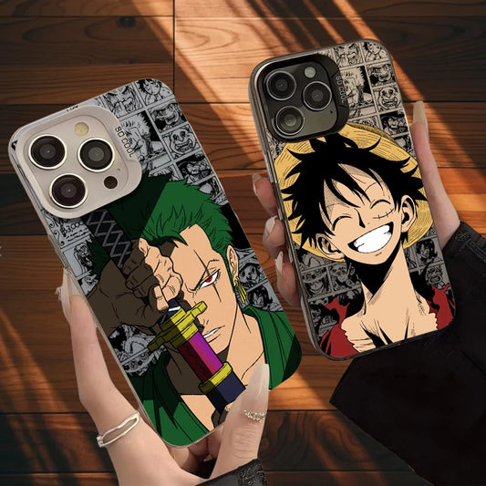 O-One Piece Luffy Zoro Hard Phone Case for IPhone 17 16 15 14 13 12 11 Pro Max Plus 17 Air 16E X XR XS Max Shockproof Back Cover
