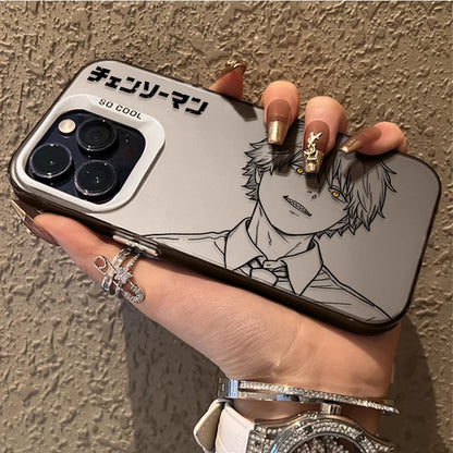C-Chainsaw Mans Denji Reze Sketch Print Frosted Case for iPhone 17 16 E 15 14 Plus 13 12 Mini 11 Pro Max Acrylic Silicone Cover