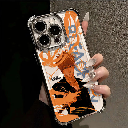 Hot Anime B-Bleachs IchigoesPlating Case for IPhone 16 15 14 13 12 11 Pro Max X XR XSMax 7 8 6 Plus Anti-Fall Airabag Back Cover