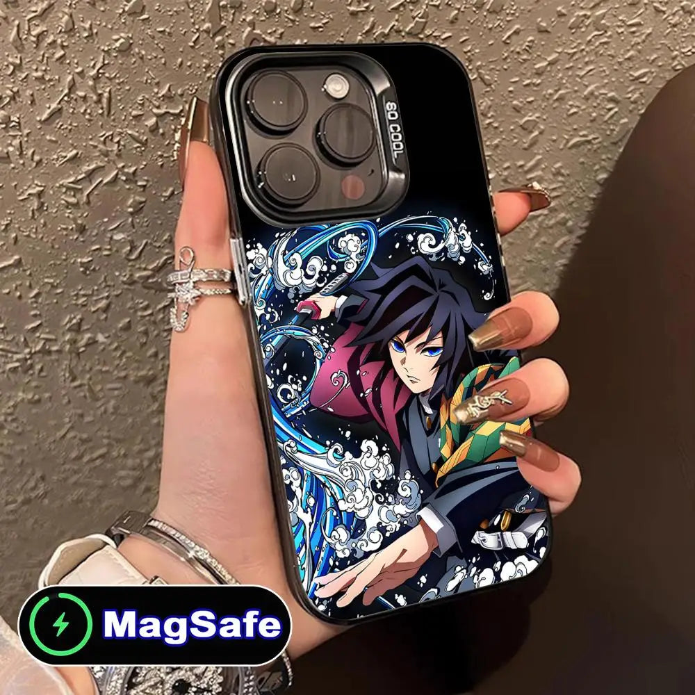 Demon Slayer Giyu Tomioka Phone Case for iPhone 16 15 14 13 12 11 Pro Max Plus MagSafe Translucent Colour Protective Cover