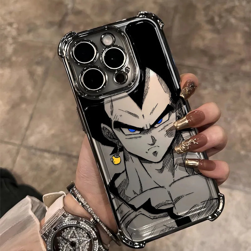 Black Comics D-Dragons Plating Phone Case For iPhone 17 17e 16e 16 15 14 13 12 11 ProMax Mini Air Plus Anti-Fall Airabag B-Balls