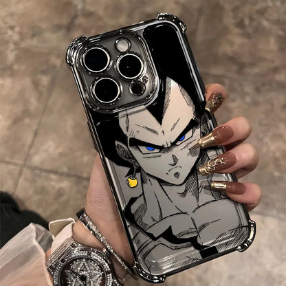 Black Comics D-Dragons Plating Phone Case For iPhone 17 17e 16e 16 15 14 13 12 11 ProMax Mini Air Plus Anti-Fall Airabag B-Balls