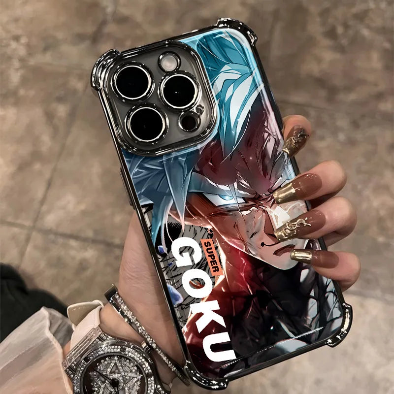 Luxury D-Dragons G-Gokus Plating Phone Case For iPhone 17 17e 16e 16 15 14 13 12 11 Pro Max XSMax Mini Air Plus Anti-Fall Balls