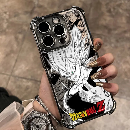 Black Comics D-Dragons Plating Phone Case For iPhone 17 17e 16e 16 15 14 13 12 11 ProMax Mini Air Plus Anti-Fall Airabag B-Balls